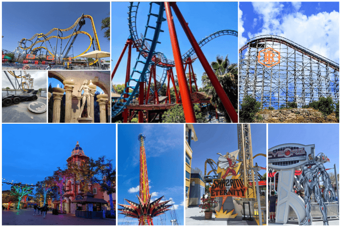 Six Flags Fiesta Texas | White Water Bay | Wave Pools | Lazy Rivers | Water Slides | Kidzopolis | Iron Rattler | Superman: Krypton Coaster | Wonder Woman Golden Lasso Coaster | Batman: The Ride | Goliath | Live Entertainment | Character Shows | Fright Fest | Holiday in the Park | Fireworks Shows